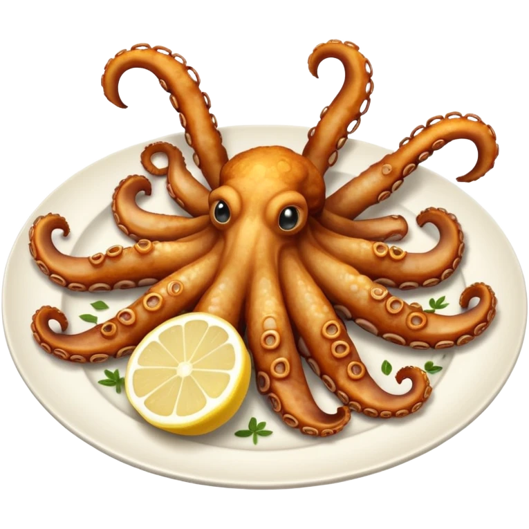 fried octopuses legs on the plate emoji