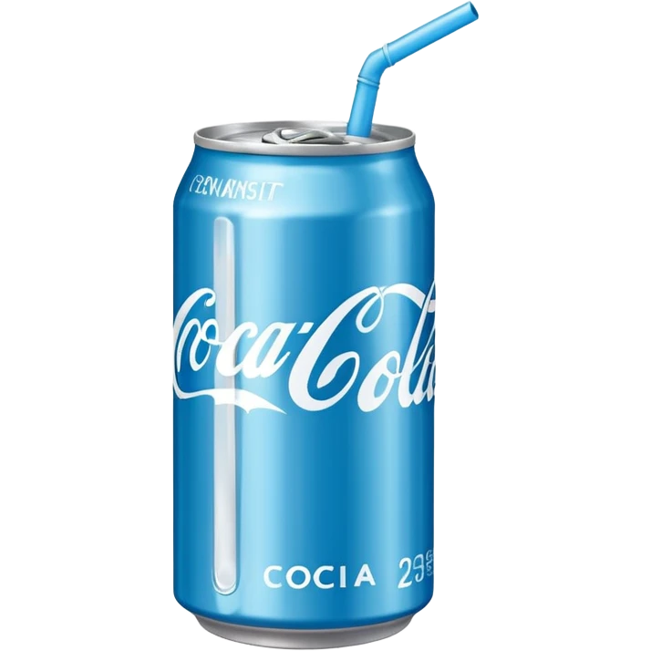 light blue Coca-Cola can with a straw emoji