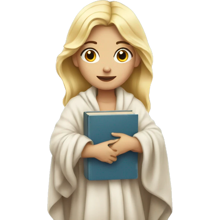 blonde girl with blanket and book emoji