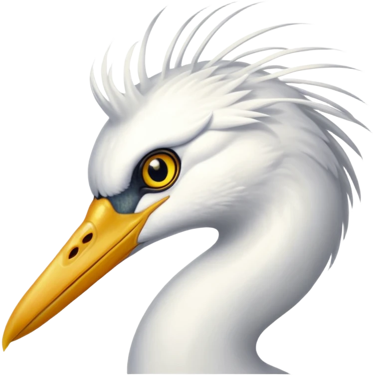 white egret headshot emoji