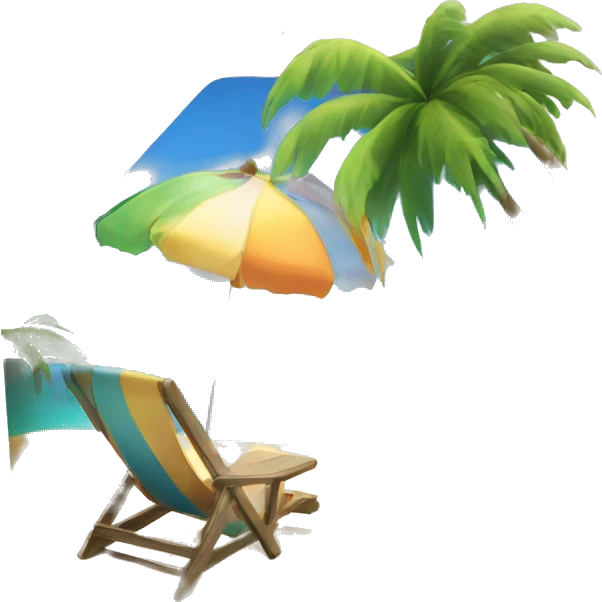 Email message with picture with beach and palm  emoji