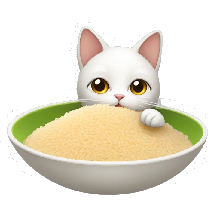 Cat eating rice emoji