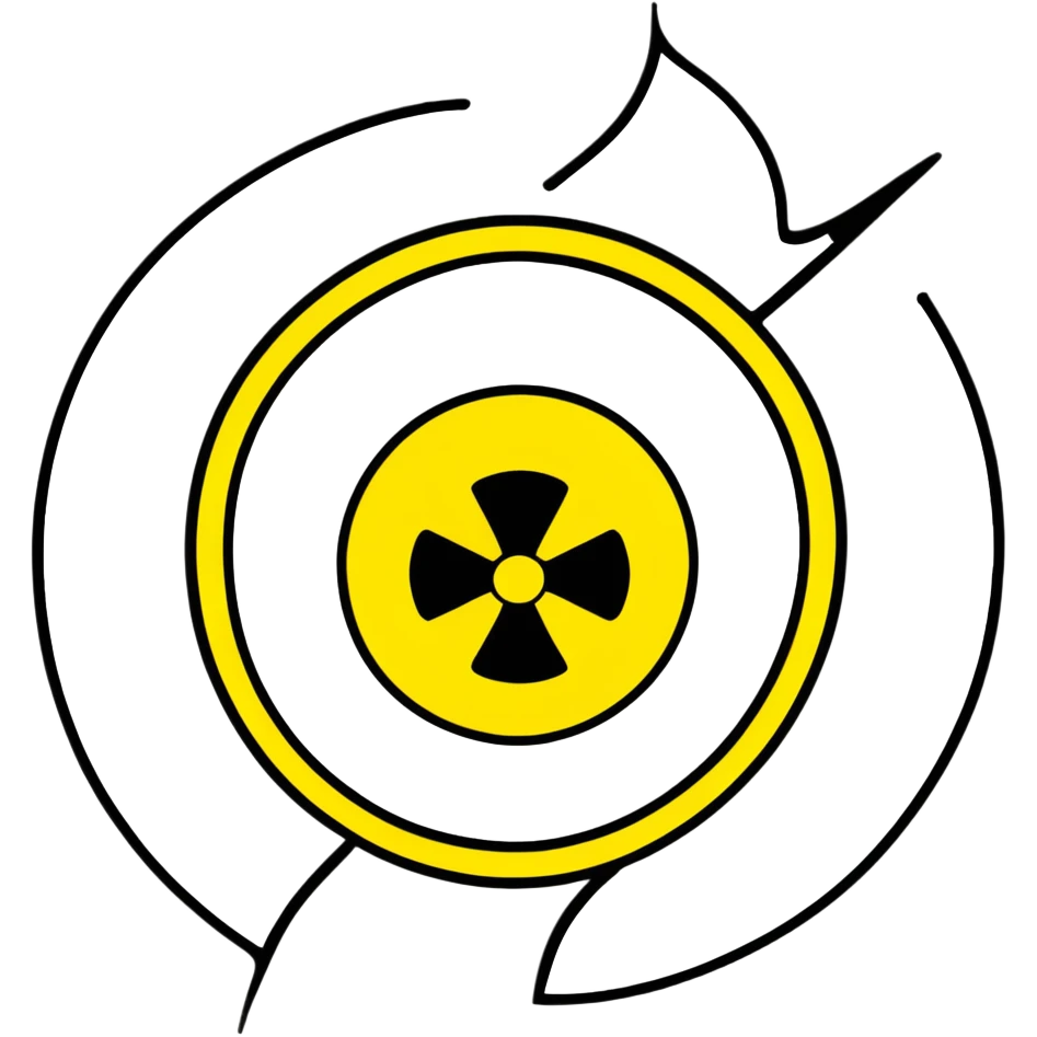 Bright yellow and black radiation hazard trefoil symbol warning sign emoji