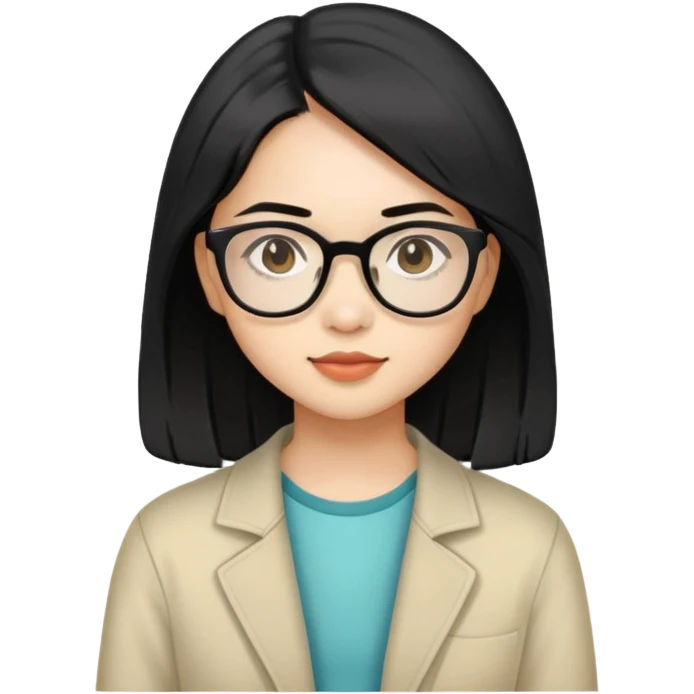 young Vietnamese girl with shoulder-length black hair and glasses emoji