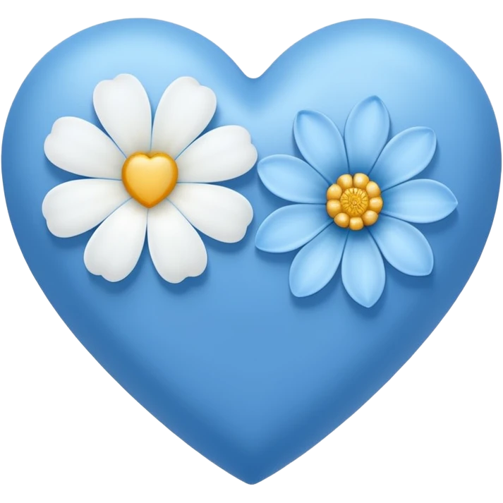blue heart with one white flower emoji