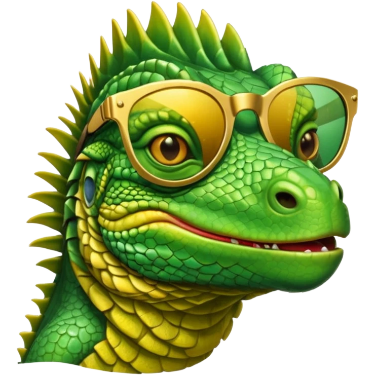 iguana head with golden sunglasses emoji