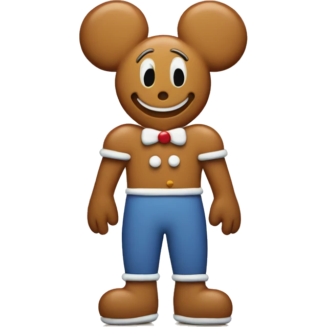 gingerbread man wearing mickey mouse ears emoji