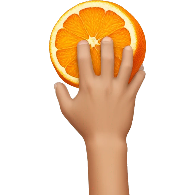 hand squeezes orange emoji