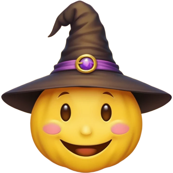 Happy Emoji with a witch hat emoji