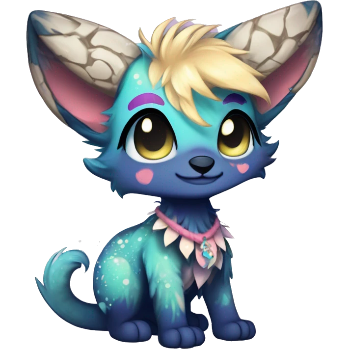Cool cute Kawaii edgy fantasy animal sparkle fursona Fionbri creature by griffsnuff & LiLaiRa & Falvie full body emoji