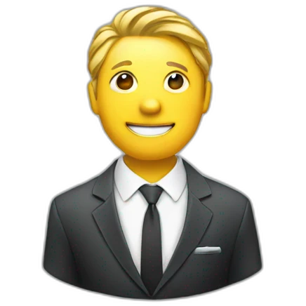 a coin wearing a suit emoji