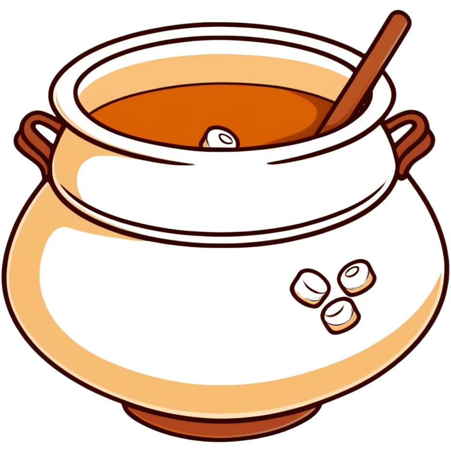brown earthen matka pot filled with white rasgulla sweets emoji