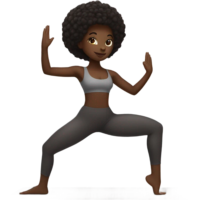Dark skin, black girl doing yoga slim thick build emoji