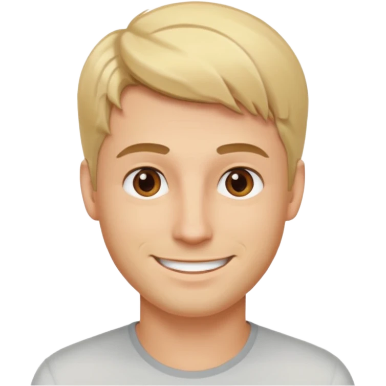 Blonde guy with brown eyes smiling emoji
