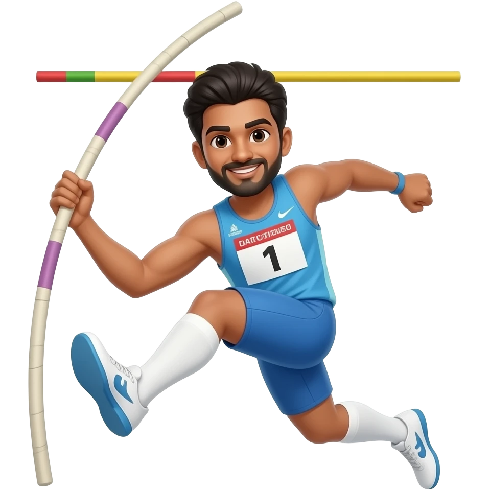 indian man pole vaulting pose emoji