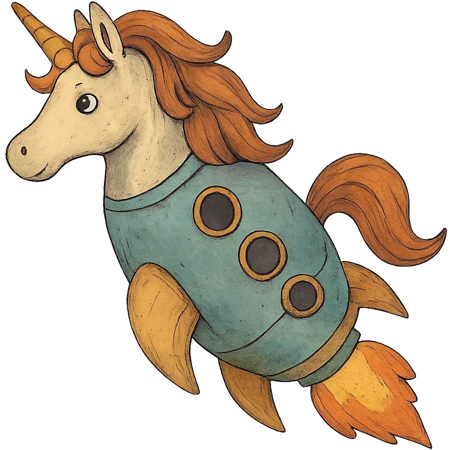 ghibli style rocketship unicorn emoji