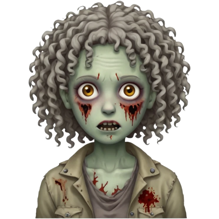 woman curly haired zombie emoji