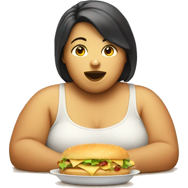 fat light girl eating emoji