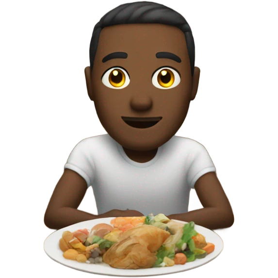 Guy sitting in front of a buffet  emoji