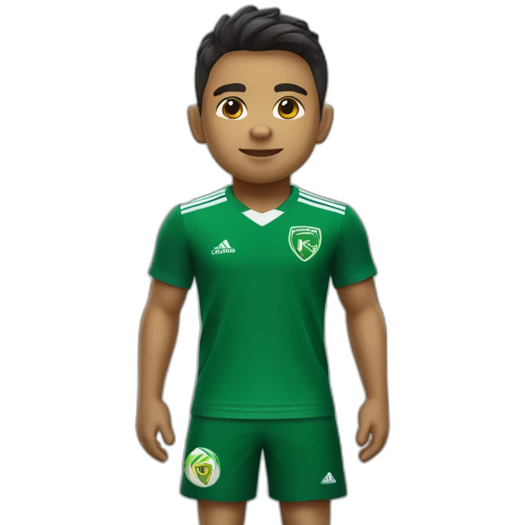 niño jugador de futbol con camiseta verde del Deportivo Cali de colombia emoji