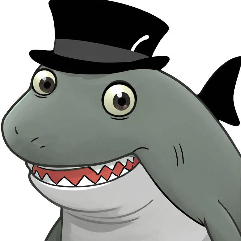 Shark with a top hat emoji