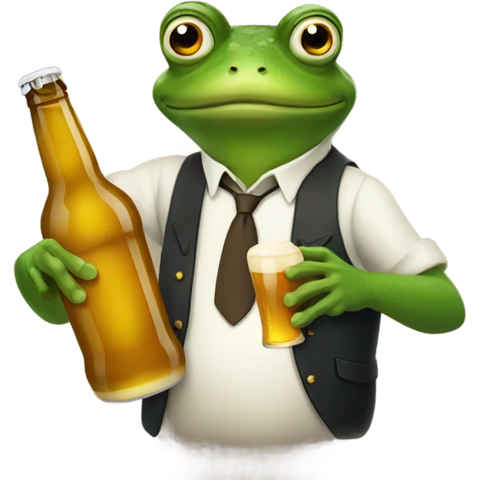 Frog w bottle of beer emoji
