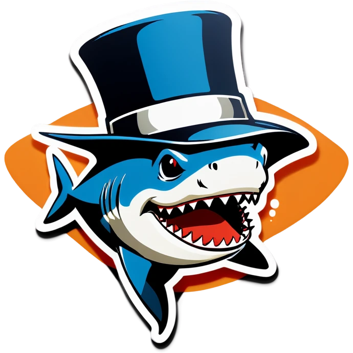 Shark with a top hat emoji