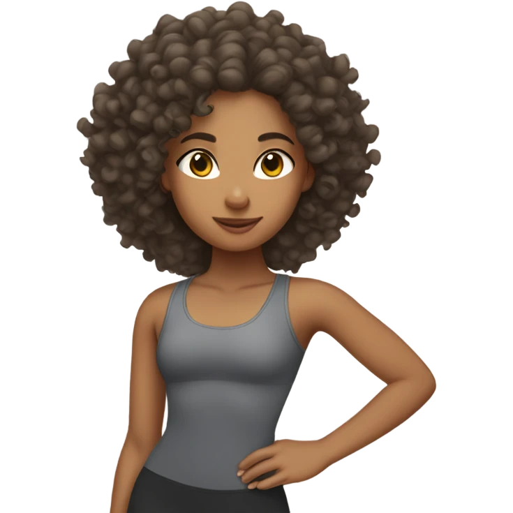 mixed race girl with curly hair doing pilates emoji