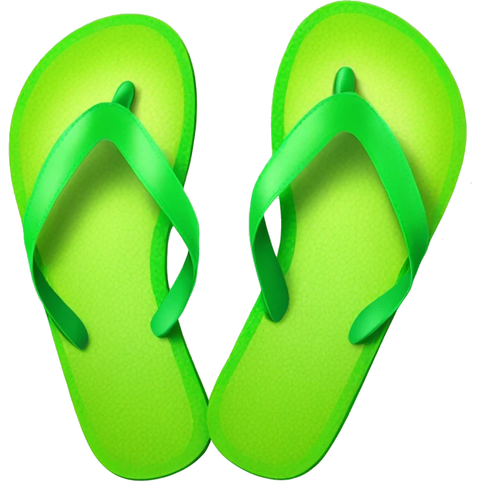 Realistic lime green gradient pair of summer flip flops isolated. emoji
