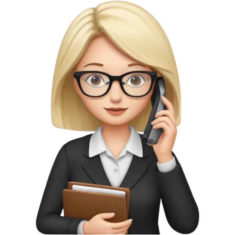 the same woman, but dropping documents and using the phone emoji