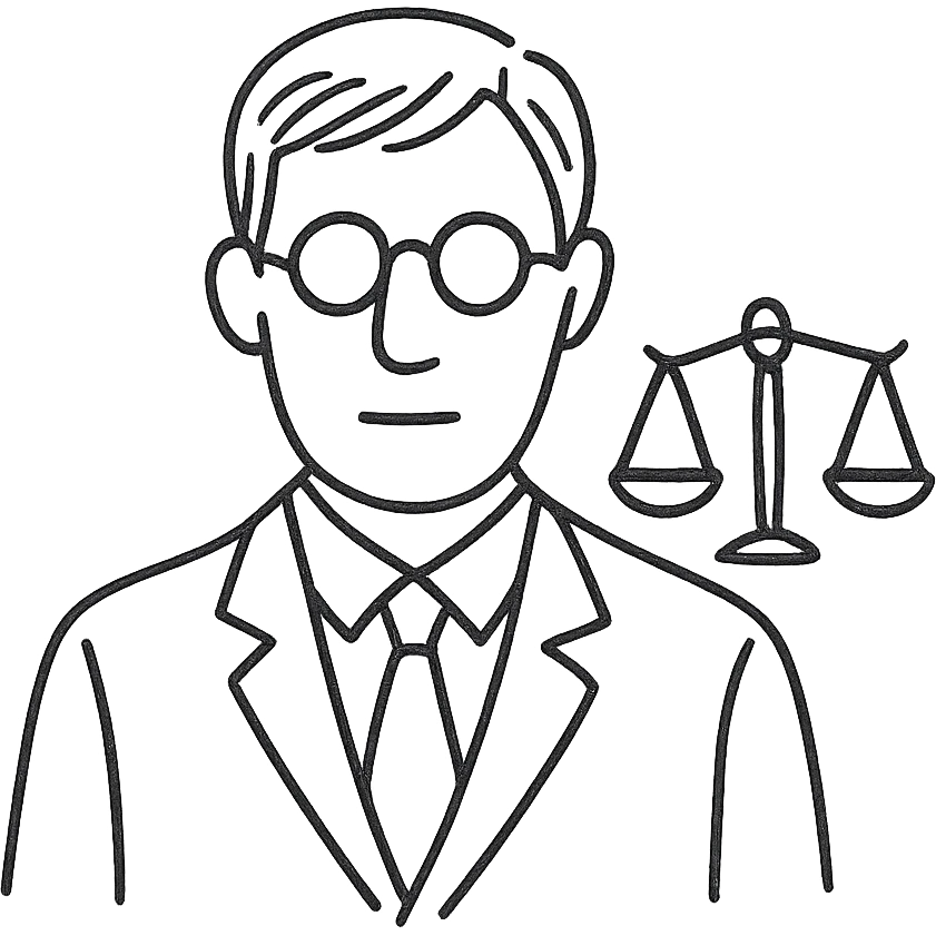 hand-drawn outlined lawyer icon with no fill, suitable for legal documents emoji