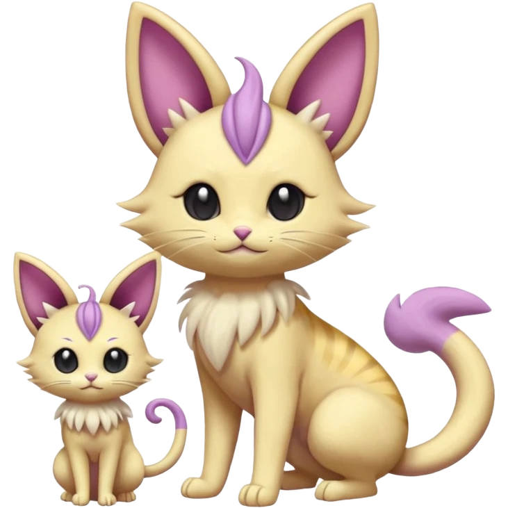  Fey Toony Meowth-Espeon-Skitty-Delcatty-Sprigatito-Purrloin-fusion-hybrid emoji