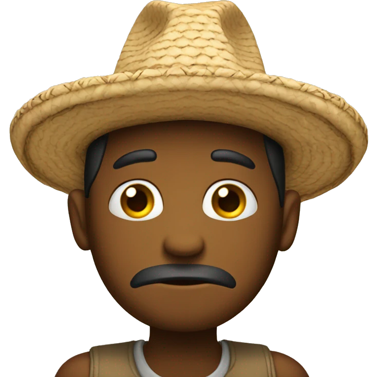 un emoji triste con un sombrero emoji