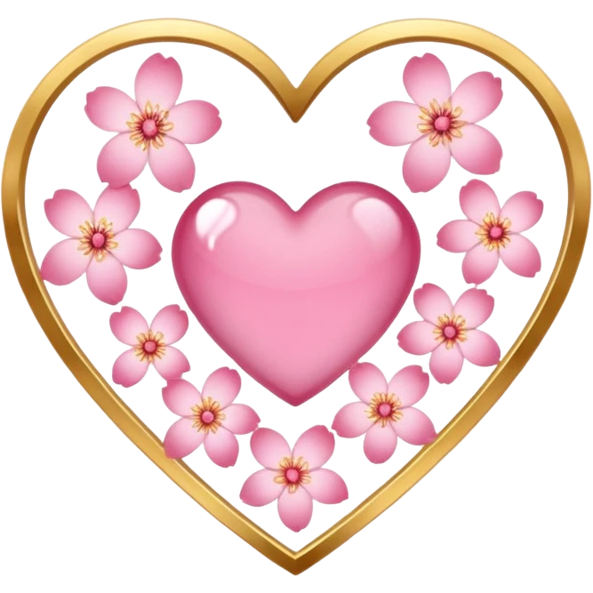 heart with sakura and a golden frame emoji