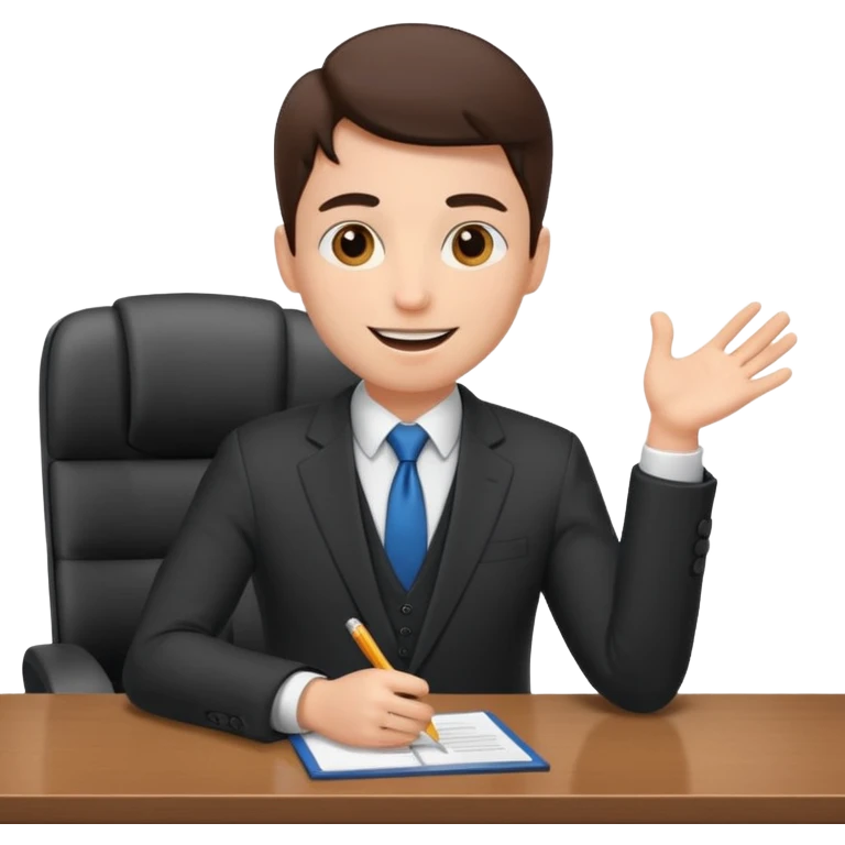 un recruteur qui pose une question à son bureau à un candidat emoji