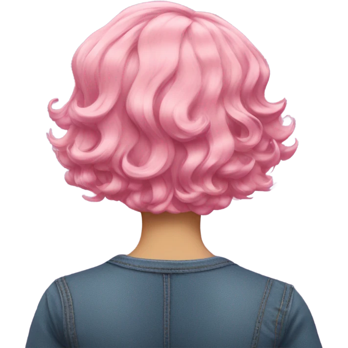 cyberpunk Pink wavy short hair rear view emoji