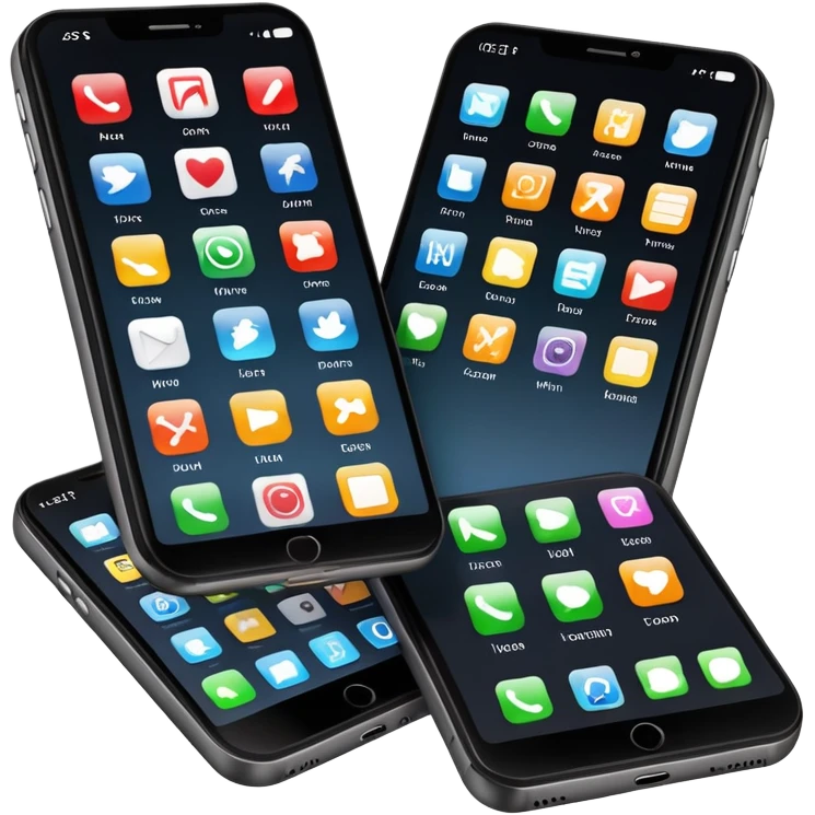 smartphone with app icons emoji