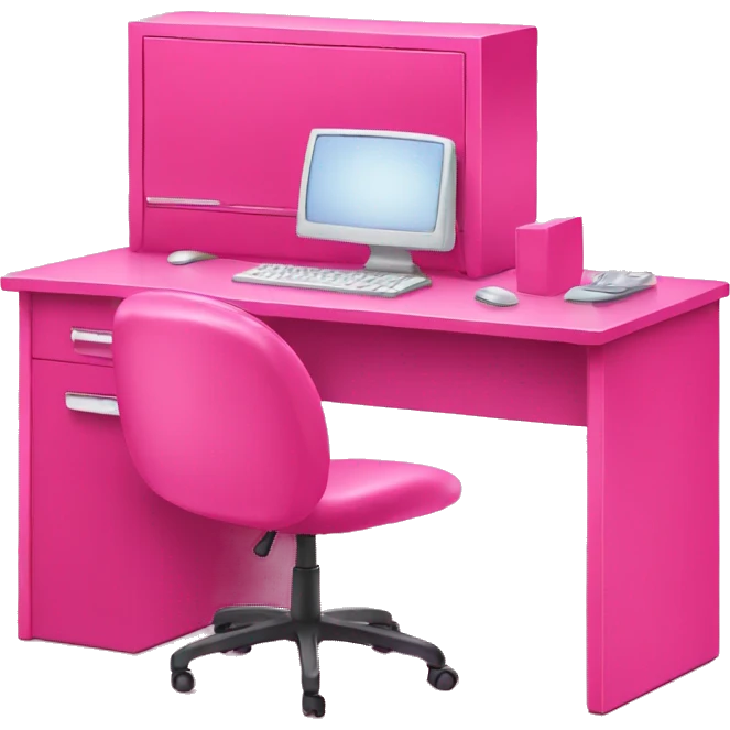 Hot pink desk with pink computer  emoji