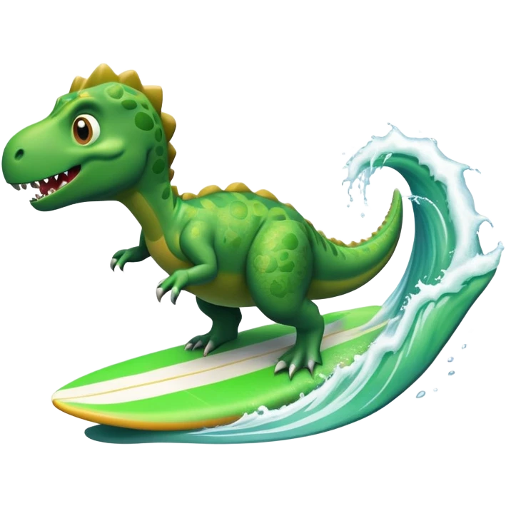 A dinosaur surfing  emoji