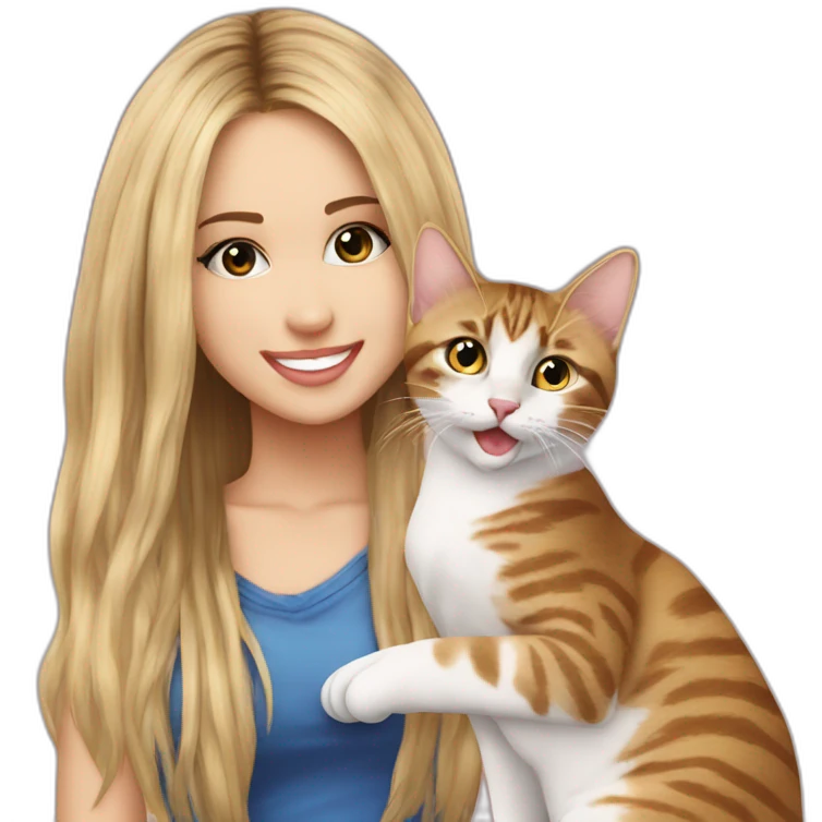 Emoji de Hannah Montana con un gato emoji