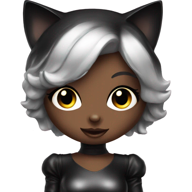 A female alluring techno brat black kitten with latex dress emoji