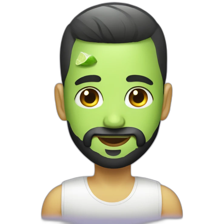 shaved hair boy with black beard with mojito emoji