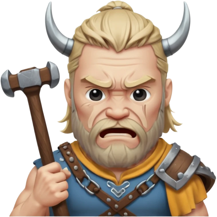 Viking crying, hammer emoji