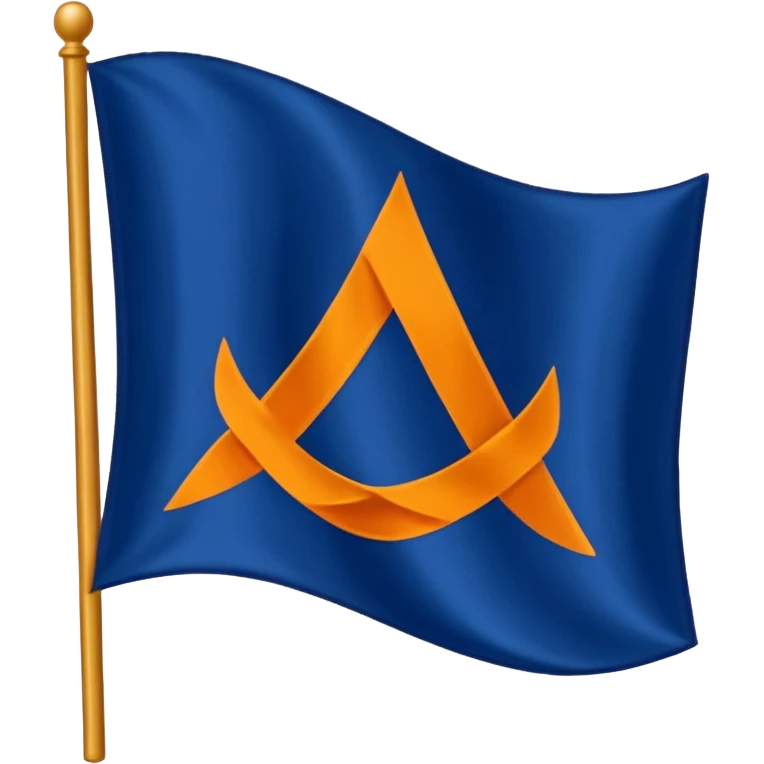 Orange triangle wavy flag with a dark blue khanda symbol emoji