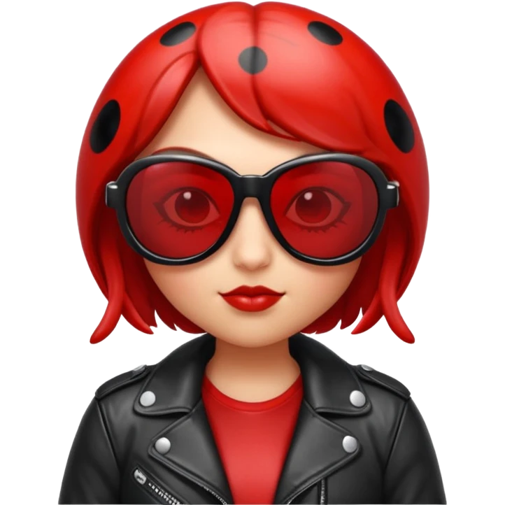 a badass ladybug with sunglasses and a leather jacket emoji