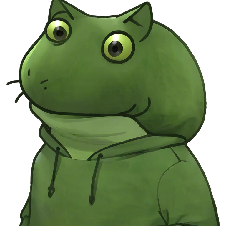 Cat use frog hoddie emoji