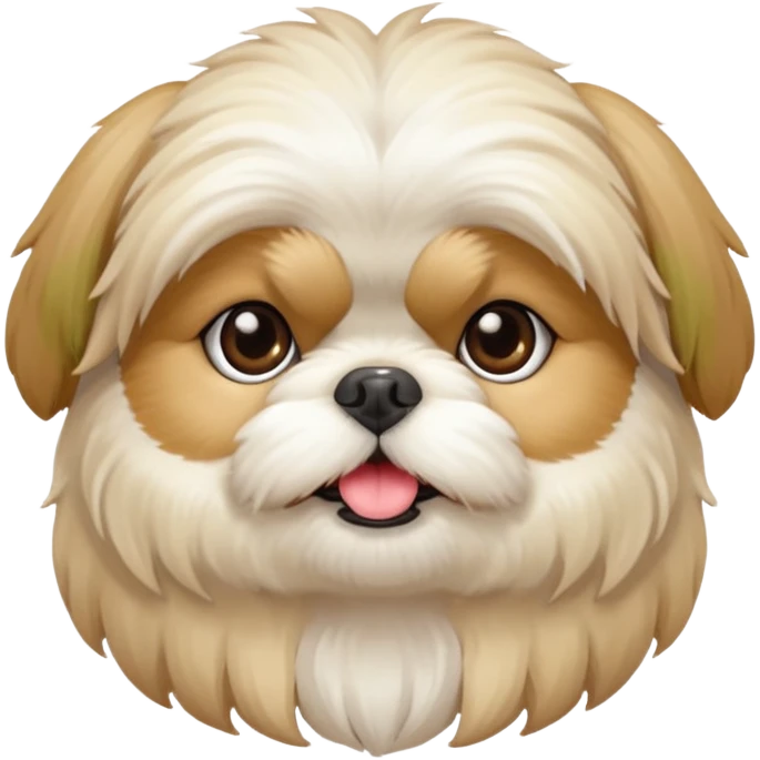generame la imagen de un perrito raza chitzu de color cremita, totalmente cremita sin esos colores marron oscuro en su cara emoji
