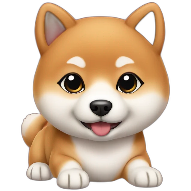 Baby shiba inu cartoon with red colour of background emoji