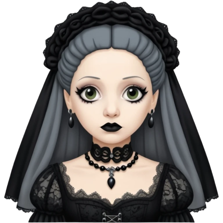 Lene Lovich like a gothic bride in dirty lace emoji