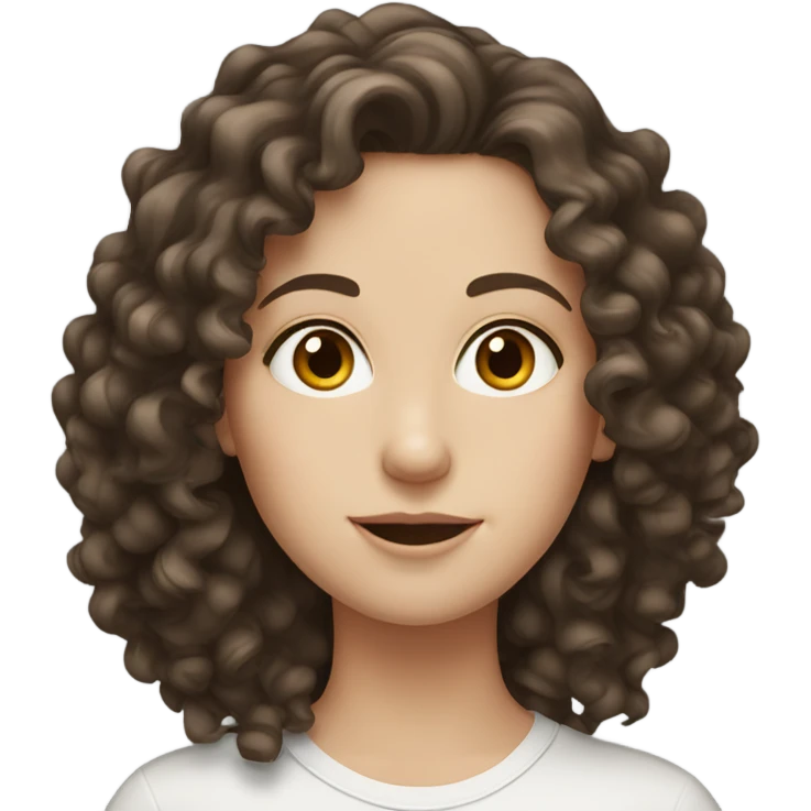 White girl with dark brown curly hair  emoji